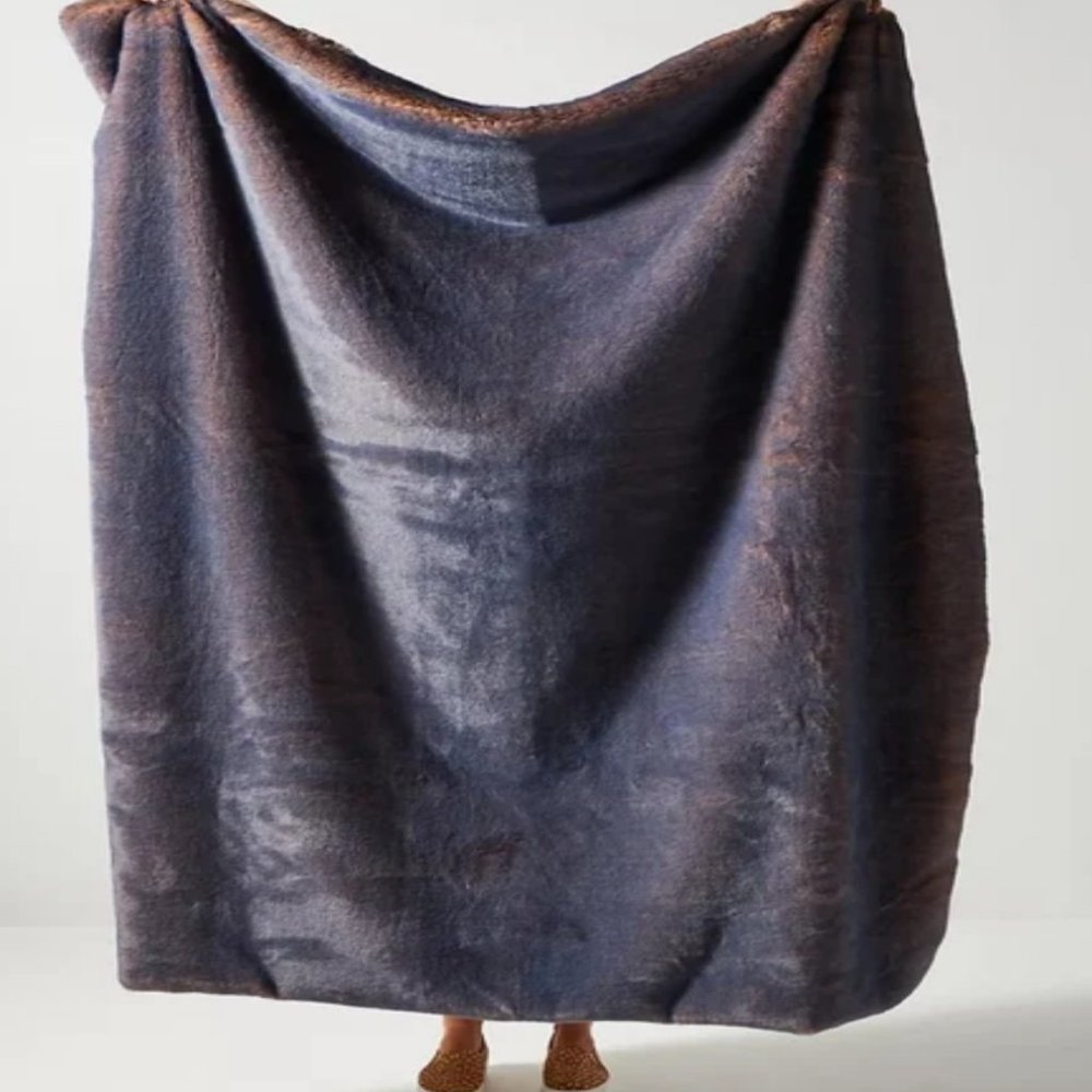 Anthropologie Aleksi Faux Fur Throw Blanket